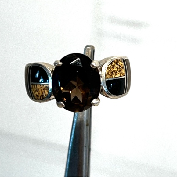 161. David Rosales designer artisan 925 Sterling Smokey Topaz ring size 7 3/4 - Picture 11 of 12